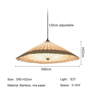 Zen home pendant light, Japanese minimalist natural paper ceiling fixture