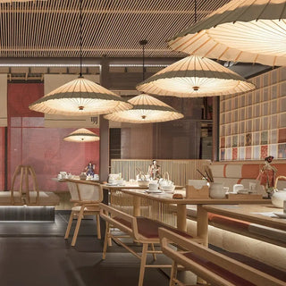 Natural paper Japanese pendant light, minimalist Zen home ceiling fixture