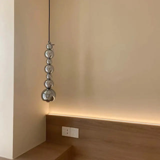 Modern vertical totem pendant ceiling fixture, sculptural designer hanging lamp