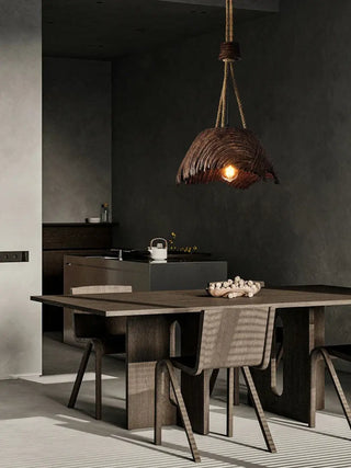 Contemporary bohemian rattan pendant light, handmade rustic ceiling fixture