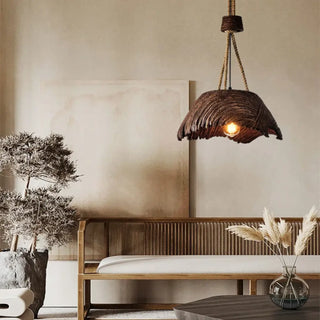 Woven rattan bohemian pendant light, handmade rustic ceiling fixture
