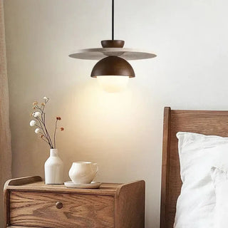 LIARI Scandinavian Wood Base and Glass Ceiling Light – view 2