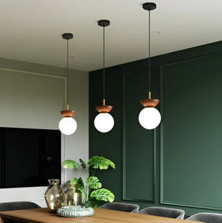 Scandinavian pendant lamp, opal glass globe modern ceiling hanging light