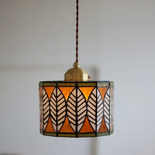 AMBERA Tiffany Style Amber Glass Leaf Pattern Ceiling Light – view 2