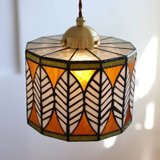 AMBERA Tiffany Style Amber Glass Leaf Pattern Ceiling Light – view 3
