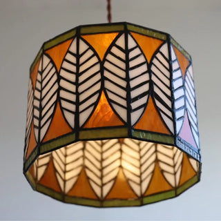 AMBERA Tiffany Style Amber Glass Leaf Pattern Ceiling Light – view 4