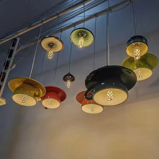 Modern glossy cup pendant lamp, warm ambient hanging fixture for dining room