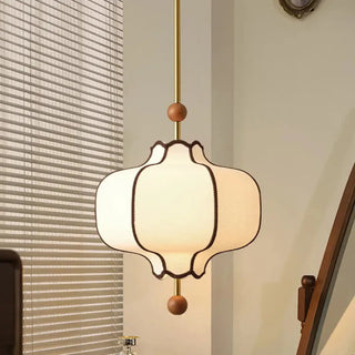 Modern white fabric pendant lamp, soft ambient hanging ceiling light for bedroom