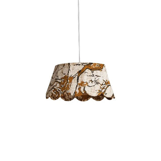 Fabric embroidered pendant ceiling lamp with gold motif, decorative hanging light