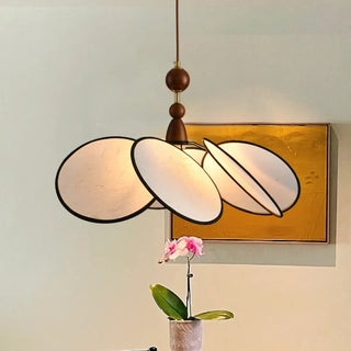 Scandinavian pendant ceiling fixture in fabric, minimalist soft ambient hanging lamp