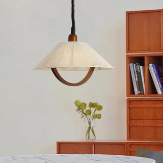 NAPAJE Fabric with Curved Wood Detail Ceiling Light – view 1