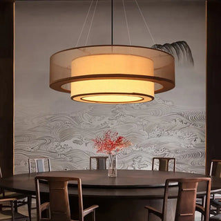 MINAH Brown Fabric Asian Design Ceiling Light – view 1