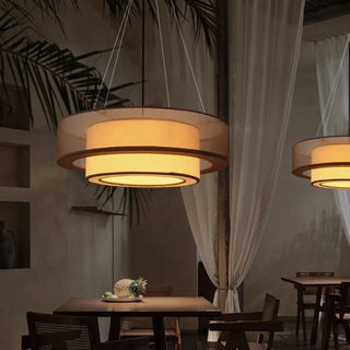 MINAH Brown Fabric Asian Design Ceiling Light – view 5