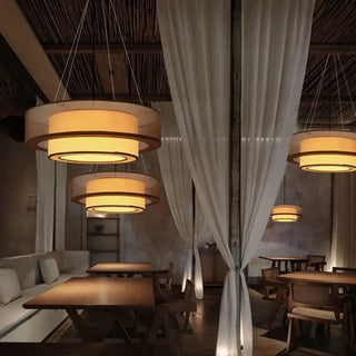 MINAH Brown Fabric Asian Design Ceiling Light – view 6