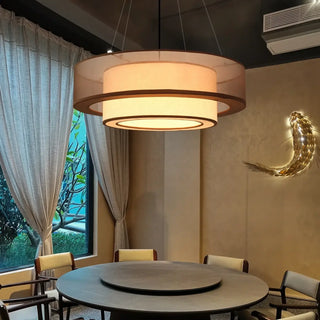 MINAH Brown Fabric Asian Design Ceiling Light – view 3