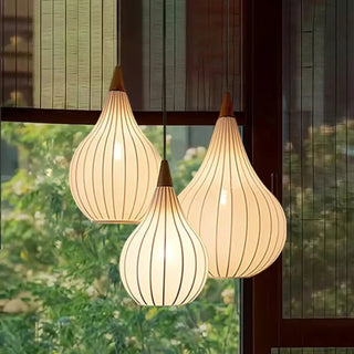 CLORAB Brown Pattern Asian-Style Fabric Ceiling Light – view 4