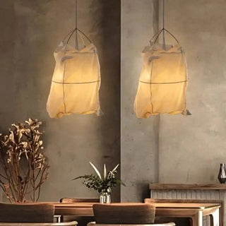 Scandinavian fabric pendant light, contemporary textured shade ceiling fixture
