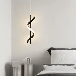 Swirl LED pendant ceiling fixture, modern adjustable hanging bedroom lamp