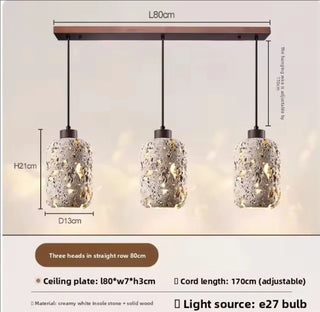 Suspension en travertin – Suspension moderne en pierre avec éclairage LED chaleureux
