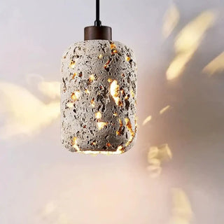 Stone travertine ceiling pendant lamp, modern warm LED hanging light