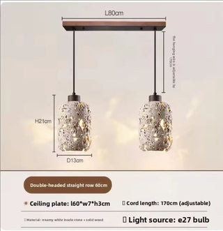 Modern stone travertine pendant lamp, warm LED ceiling hanging light