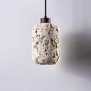 Modern travertine stone pendant lamp, warm LED ceiling hanging light fixture