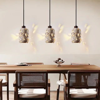 Travertine stone pendant light, modern warm LED ceiling hanging fixture