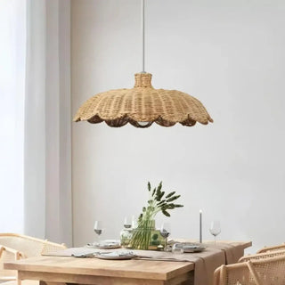Braided rattan pendant light, bohemian woven natural fiber hanging ceiling lamp