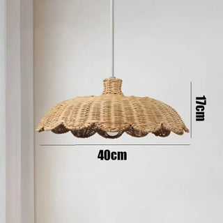 Bohemian pendant lamp with braided rattan weave, natural fiber hanging ceiling light