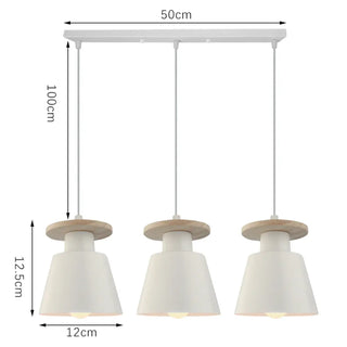 Suspension nordique – Suspension à trois lumières réglable en bois pour îlot de cuisine