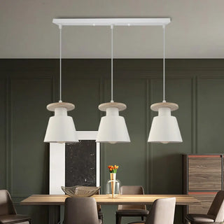 Nordic adjustable pendant with three wood lights, kitchen island ceiling lamp