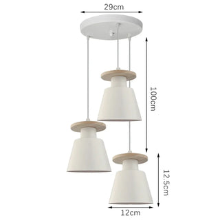 Modern Nordic kitchen island pendant light, adjustable three-light wood ceiling lamp
