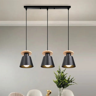 Adjustable three-light Nordic pendant ceiling lamp, wooden kitchen island hanging light