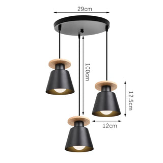 Suspension nordique – Suspension à trois lumières réglable en bois pour îlot de cuisine