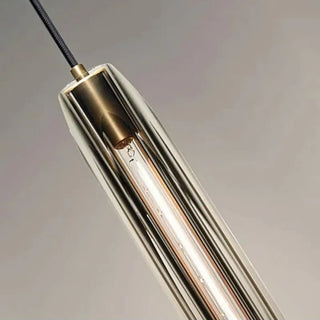 Designer glass tube pendant lamp, modern sculpted ceiling hanging light fixture