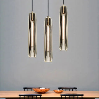 Elegant glass tube pendant light, modern sculpted hanging ceiling lamp for dining room