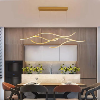 Modern wave pendant lamp in acrylic, adjustable height hanging ceiling fixture