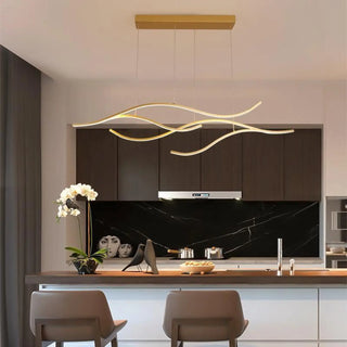 Elegant acrylic wave pendant ceiling fixture detail, modern adjustable hanging lamp