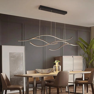 Designer wave pendant lamp in acrylic, adjustable height hanging ceiling light