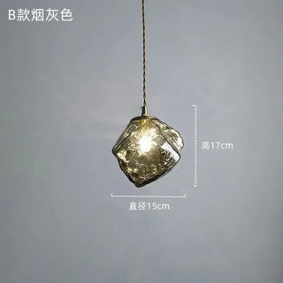 BORAH Amber Textured Glass and Wood Detail Ceiling Light – view 7