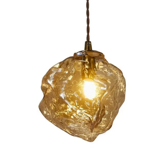 BORAH Amber Textured Glass and Wood Detail Ceiling Light – view 4