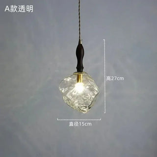 BORAH Amber Textured Glass and Wood Detail Ceiling Light – view 9