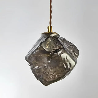 BORAH Amber Textured Glass and Wood Detail Ceiling Light – view 2