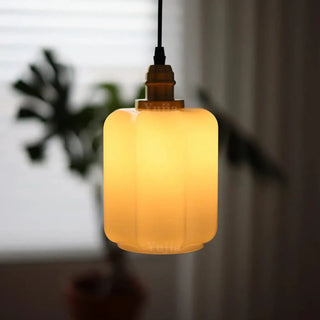 Vintage pendant lamp, white opaline glass hanging light with gilded metal finish