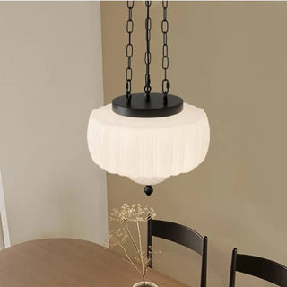 COPORATE White Glass Retro-Elegant Ceiling Light – view 2