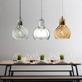 Contemporary colored glass pendant light, modern hanging ceiling lamp detail