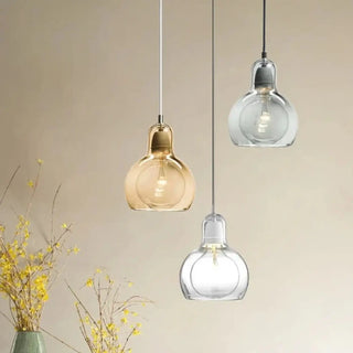 Modern colored glass pendant lamp, contemporary ceiling fixture with gentle glow