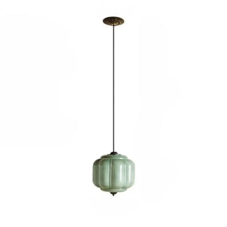 Vintage pendant, ribbed glass and gold finish, elegant ceiling hanging lamp