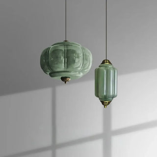 Vintage ribbed glass pendant light, gold finish elegant ceiling fixture