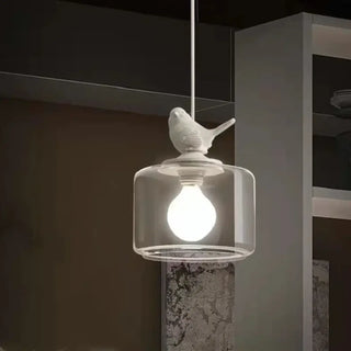 CLAERY White Bird Decor Glass Ceiling Light – view 1